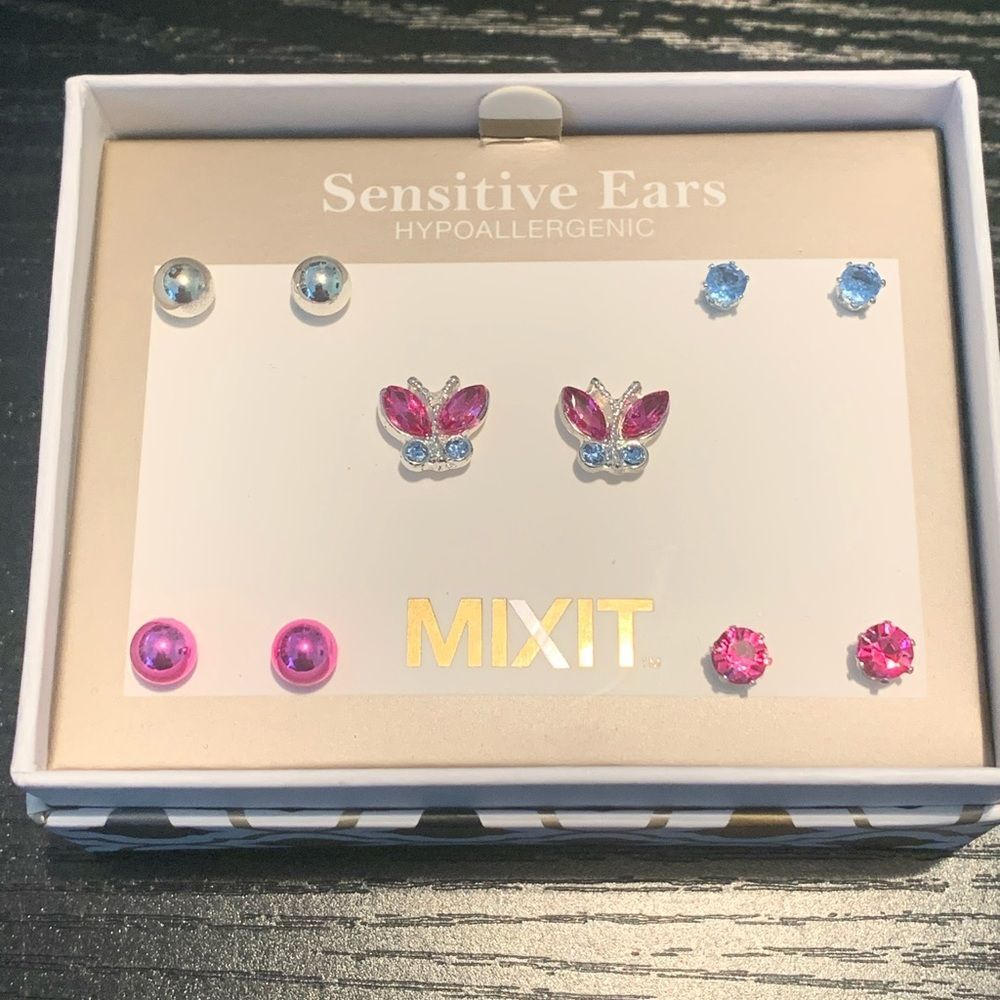Mixit Pink and Blue Butterfly Earrings Set for Kids